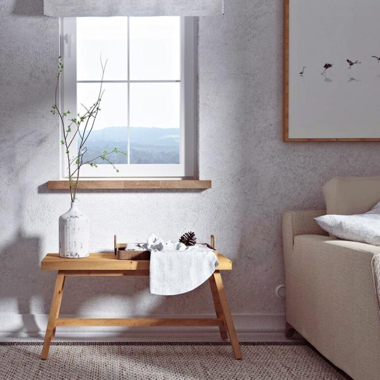 Folk wooden console at home